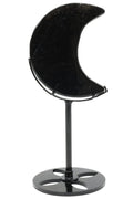 Lune Obsidienne Noire sur Socle 16cm