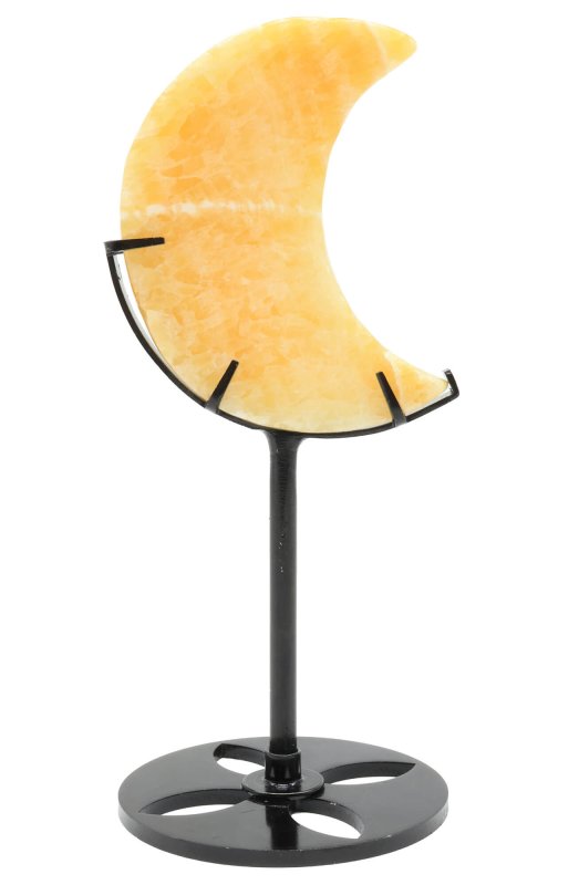 Lune Calcite Orange sur Socle 16cm