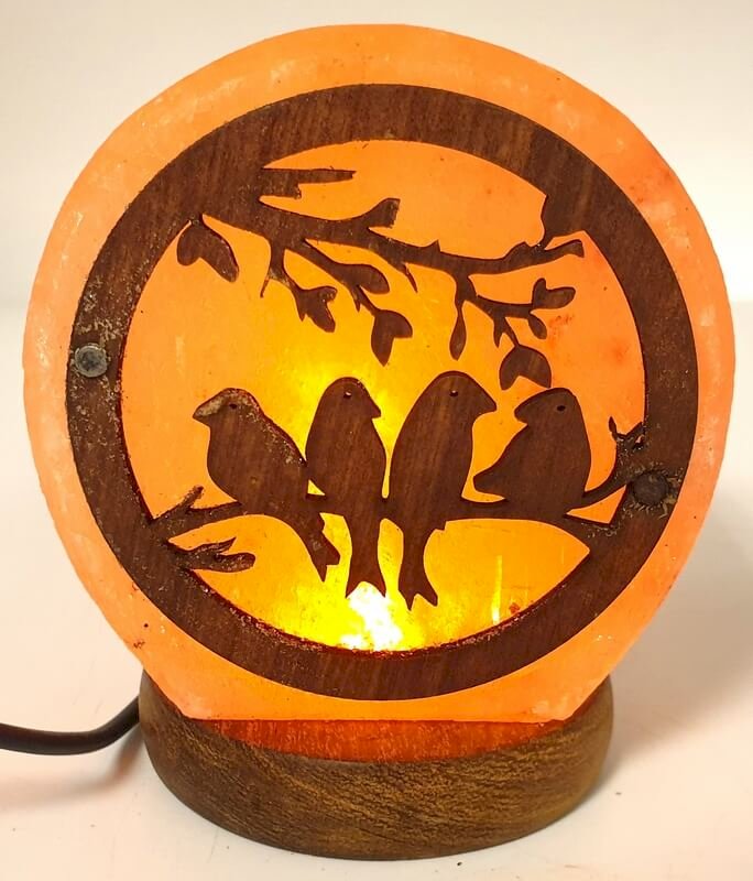 Lampe de Sel de l'Himalaya USB Motif Oiseaux – 500g à 1 KG