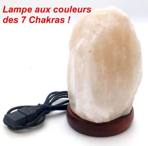 Mini Lampe de Sel USB Blanche 1KG – Socle en Bois
