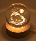 Veilleuse USB Verre Dauphin 6cm – Gravure Intérieure Lumière Jaune