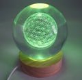 Veilleuse USB Verre Fleur de Vie Multicolore 9cm – Gravure Intérieure Lumière Changeante