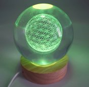 Veilleuse USB Verre Fleur de Vie Multicolore 9cm – Gravure Intérieure Lumière Changeante