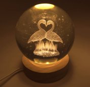 Veilleuse USB Verre Cygnes 9cm