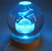 Veilleuse USB Verre Baleines Multicolore 9cm