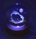 Veilleuse USB Verre Dauphin Multicolore 6cm – Gravure Intérieure Lumière Changeante