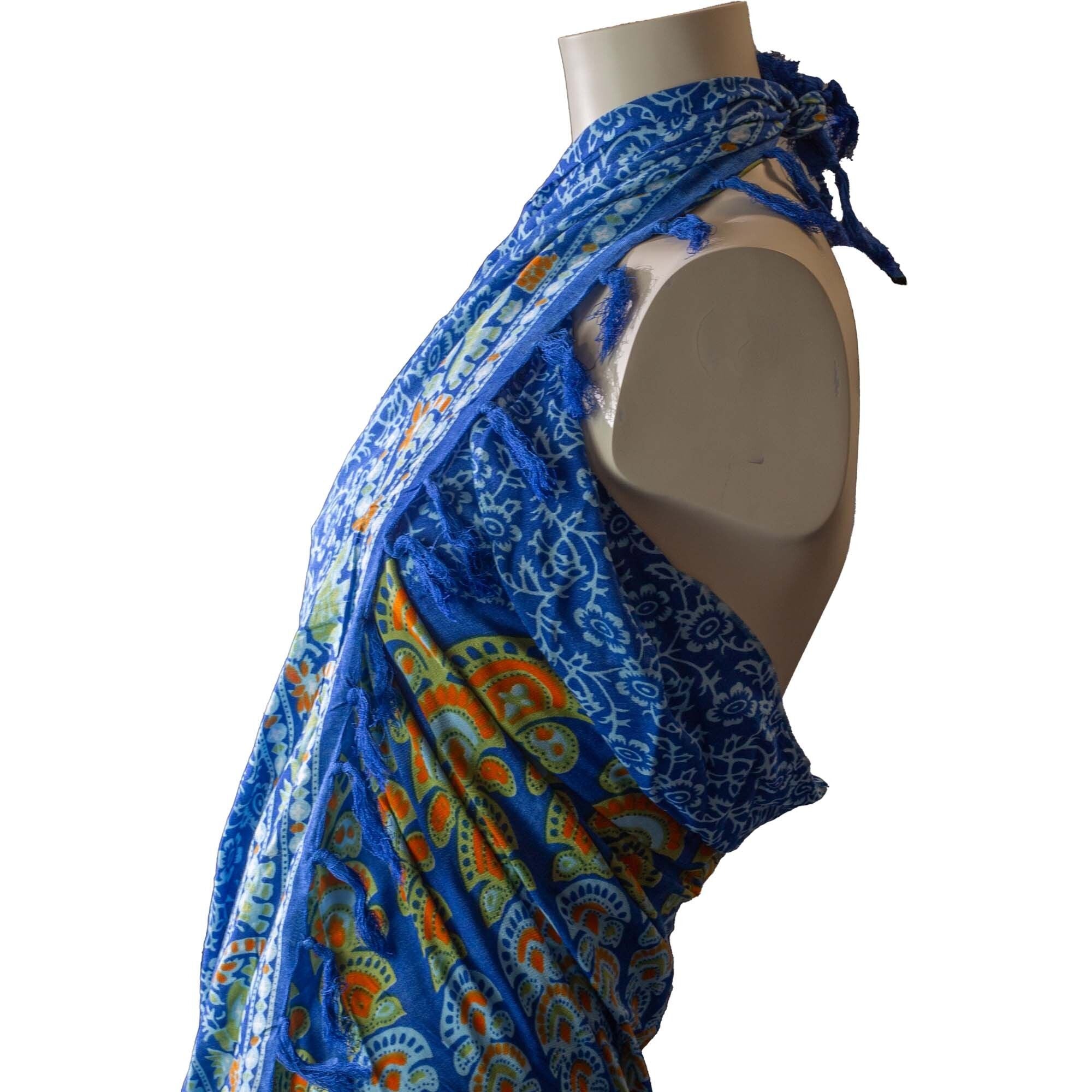 Sarong Mandala Bali – Bleu Canard & Orange
