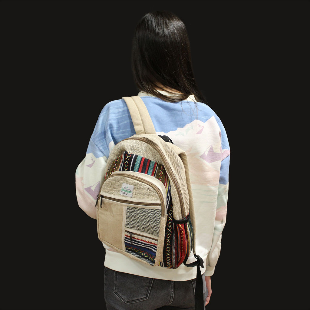 Petit Sac à Dos en Chanvre – Style Zips Zigzag | Artisanal Népal