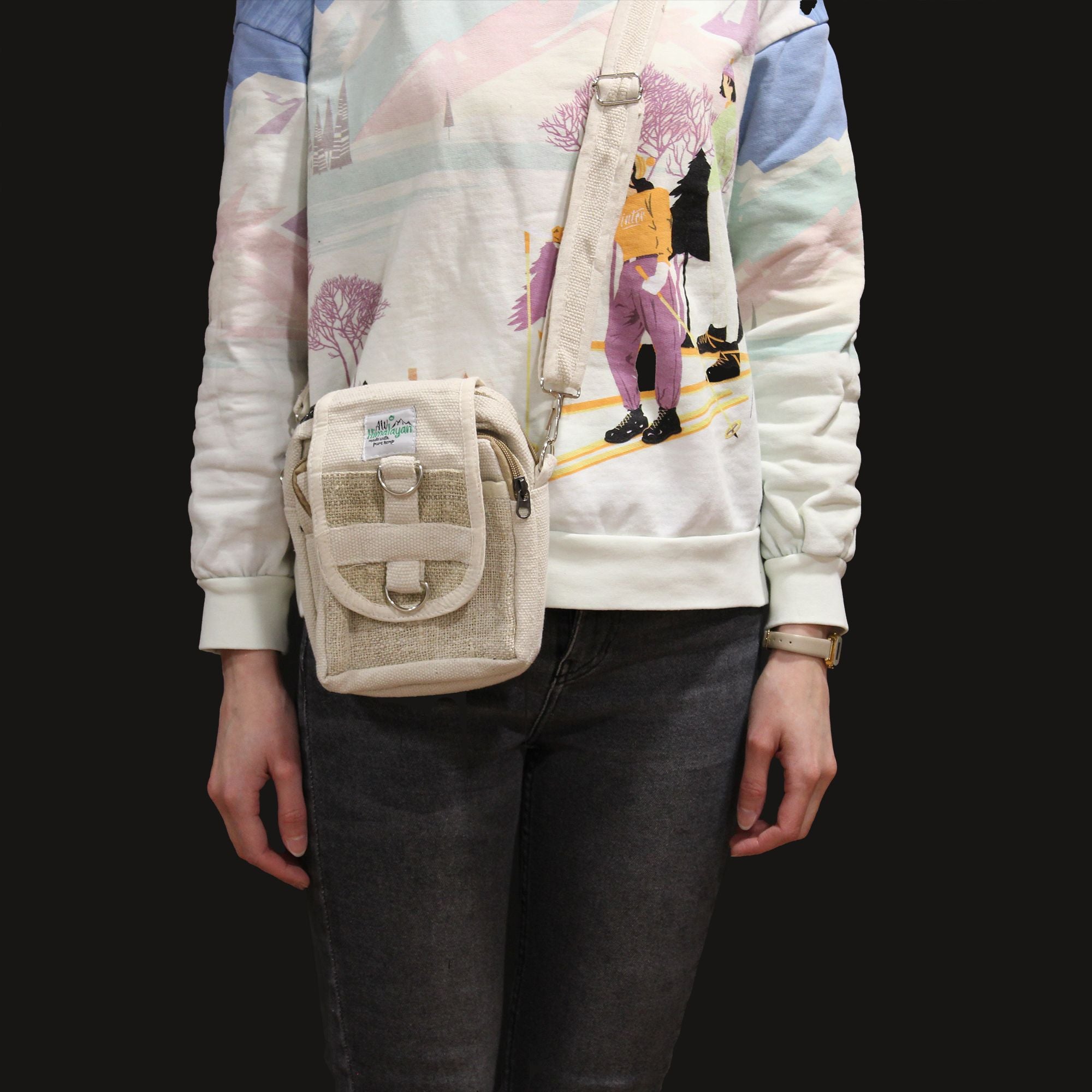 Sac de Voyage Body-Cross en Chanvre & Coton Naturel — Artisanal Népalais