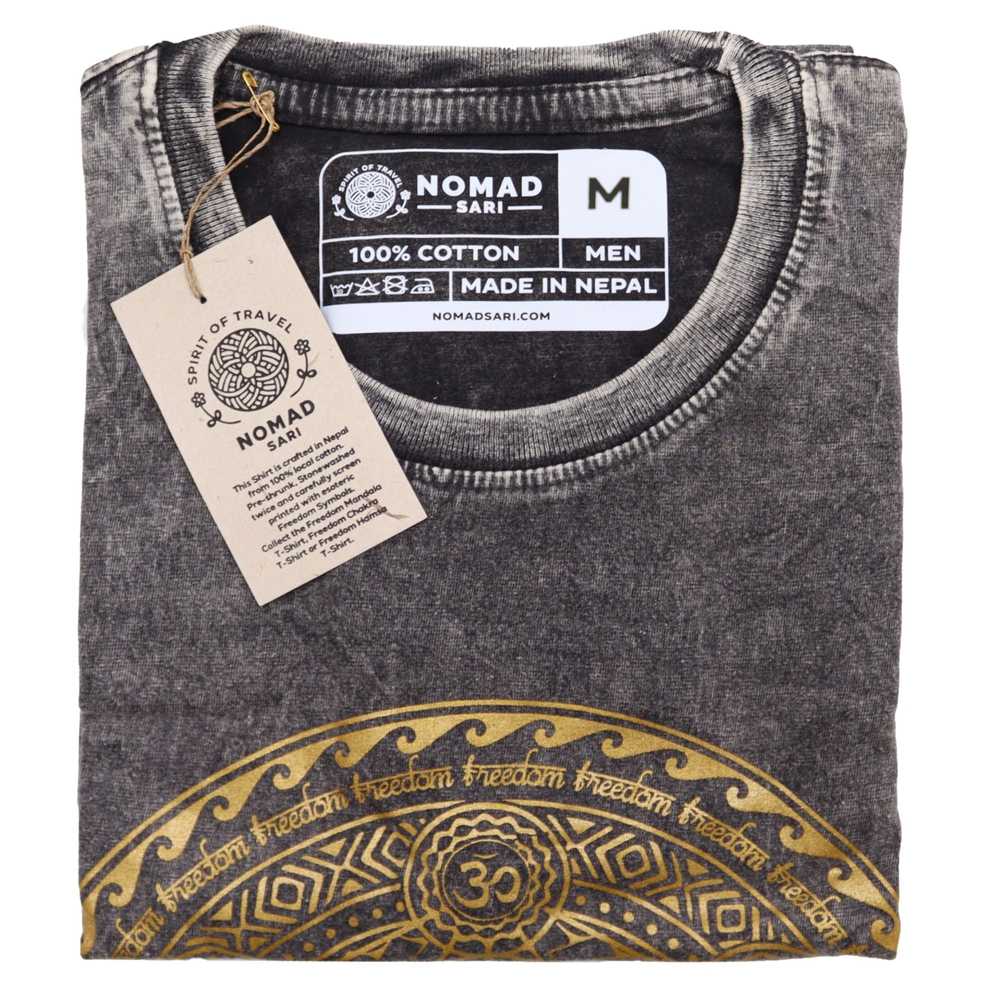 * T-Shirt en Coton Délavé Nomad Sari – Chakra – Gris Foncé – M
