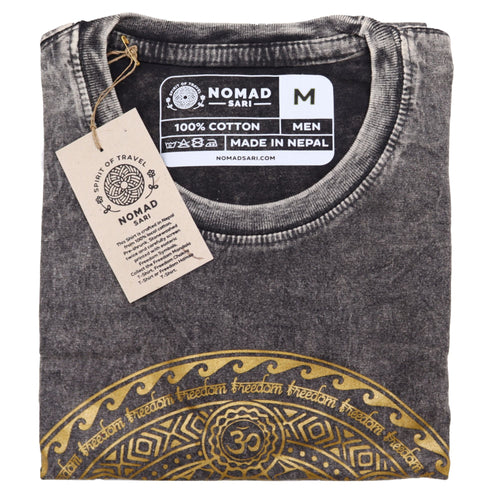 * T-Shirt en Coton Délavé Nomad Sari – Chakra – Gris Foncé – M