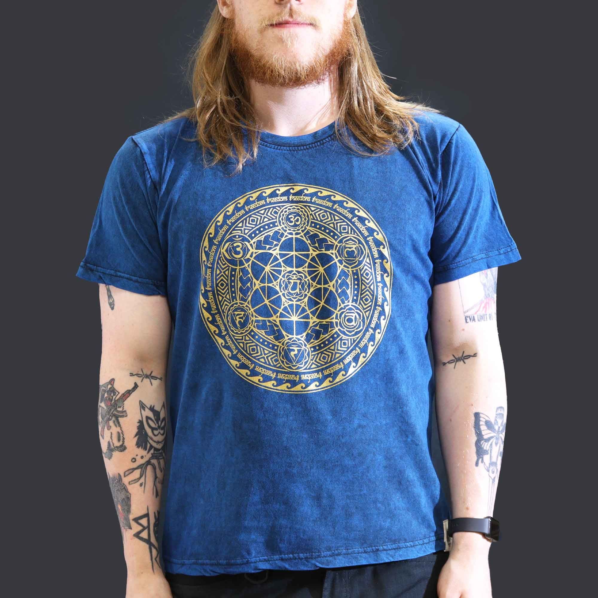 * T-Shirt en Coton Délavé Nomad Sari – Chakra – Bleu – L