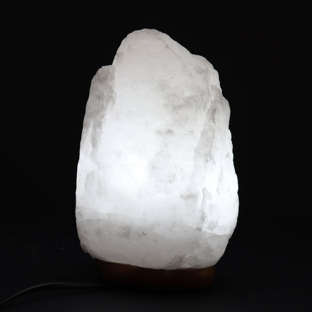 * Lampe en sel blanc de l’Himalaya avec socle, environ 2 à 3 kg