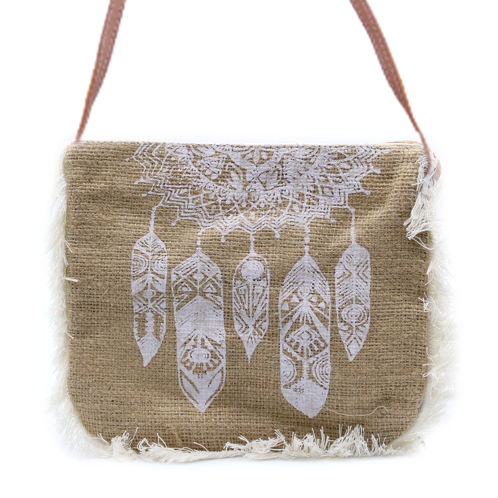 Sac À Franges Attrape-Rêves – Jute Artisanal Bali | Ultra-Léger 94g | Brodé Main