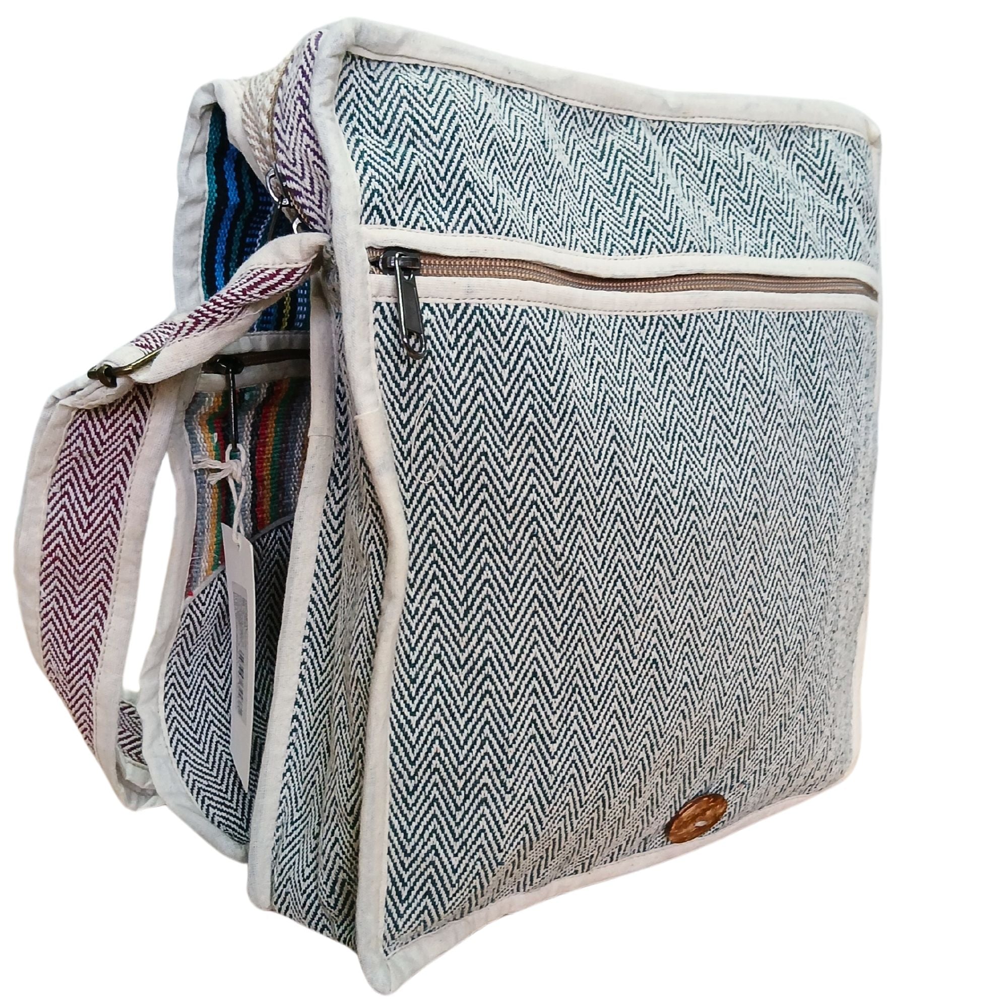 Sacoche Ordinateur Portable en Chanvre – Curves | Messenger Artisanal Népal