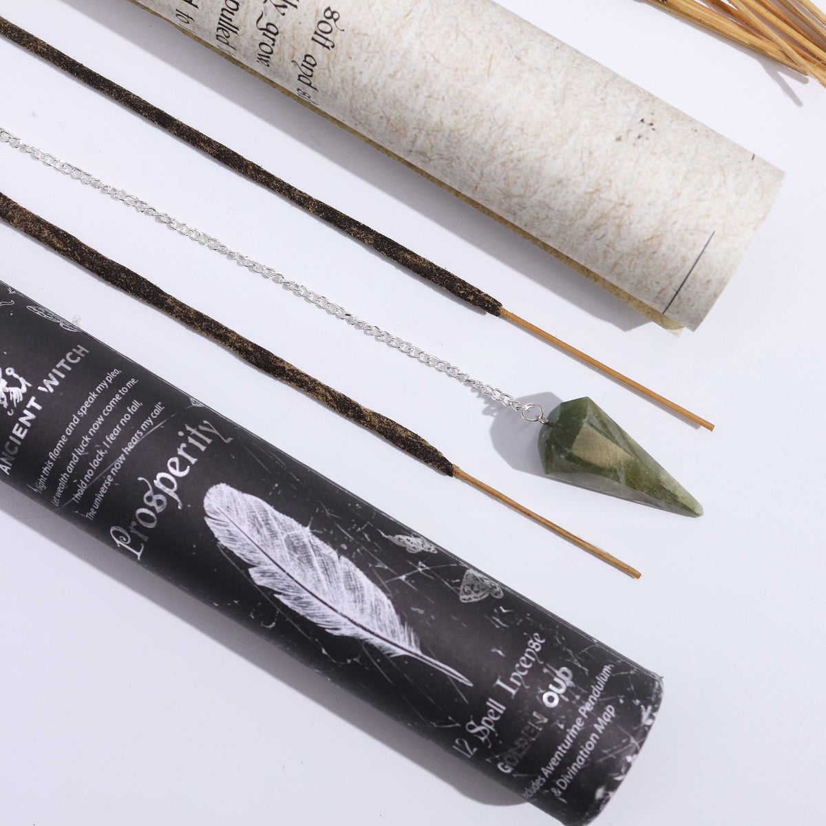 Encens rituel Ancient Witch – Prospérité – Pendule en aventurine