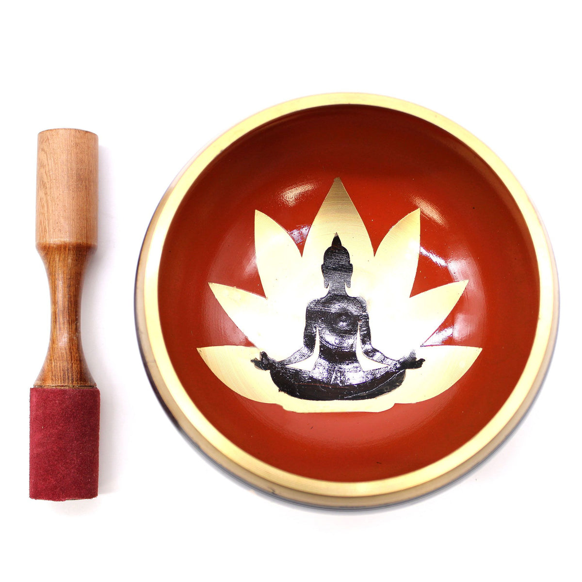 * Grand coffret de bol chantant Bouddha noir et orange, 14 cm