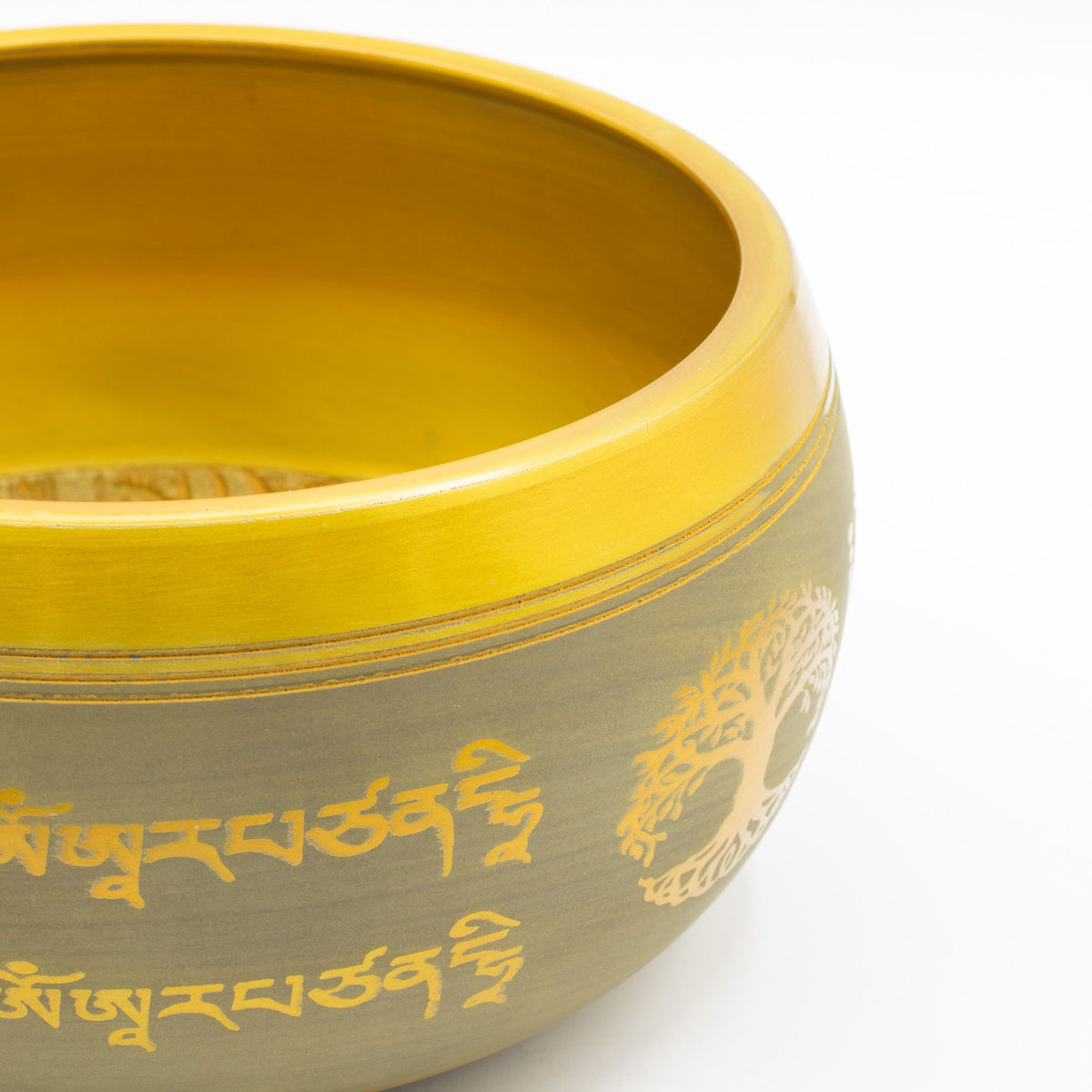 * Grand bol chantant en aluminium – Bouddha et Arbre de vie – Couleur cuivre (19 cm)