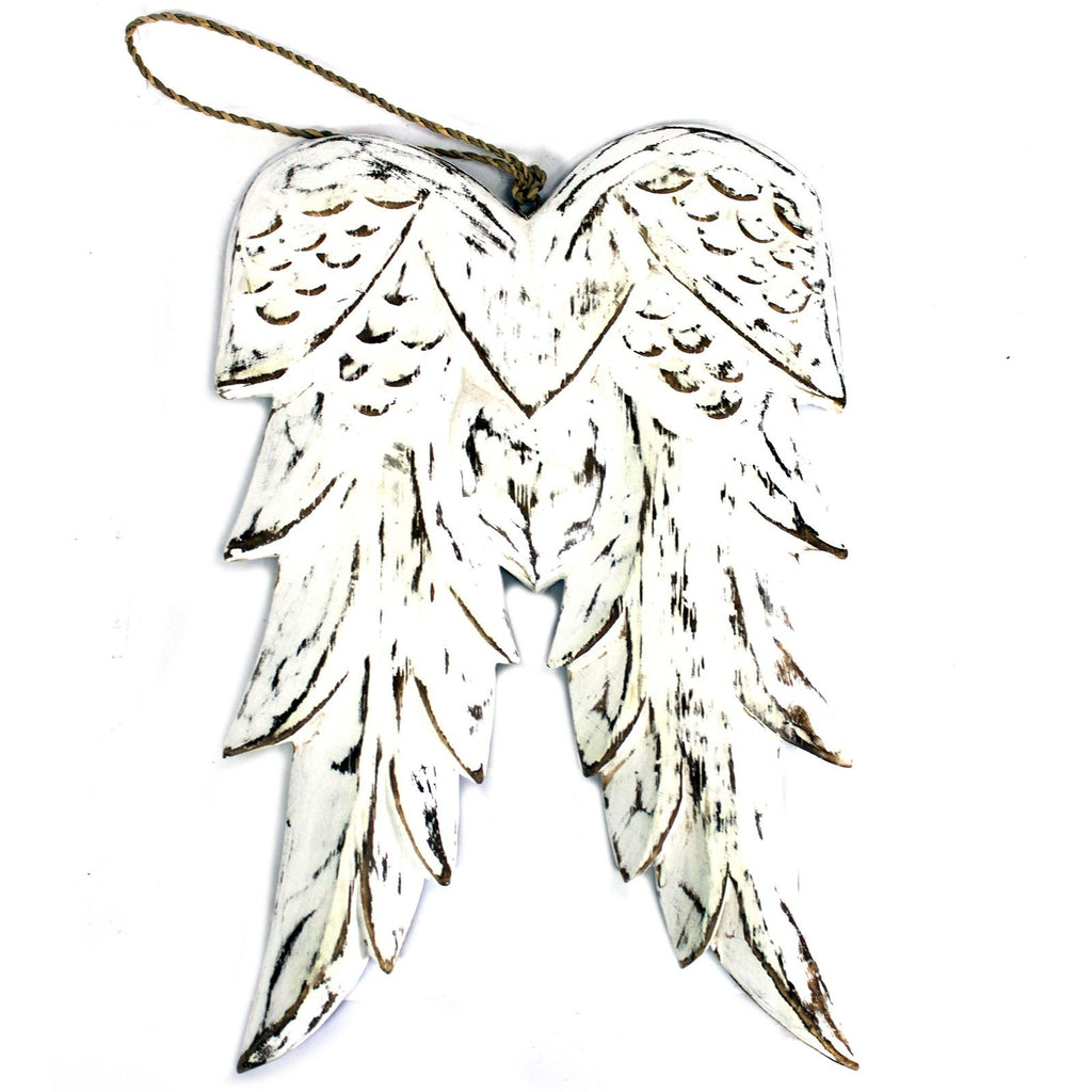 Doubles ailes d’ange sculptées à la main – 31 cm