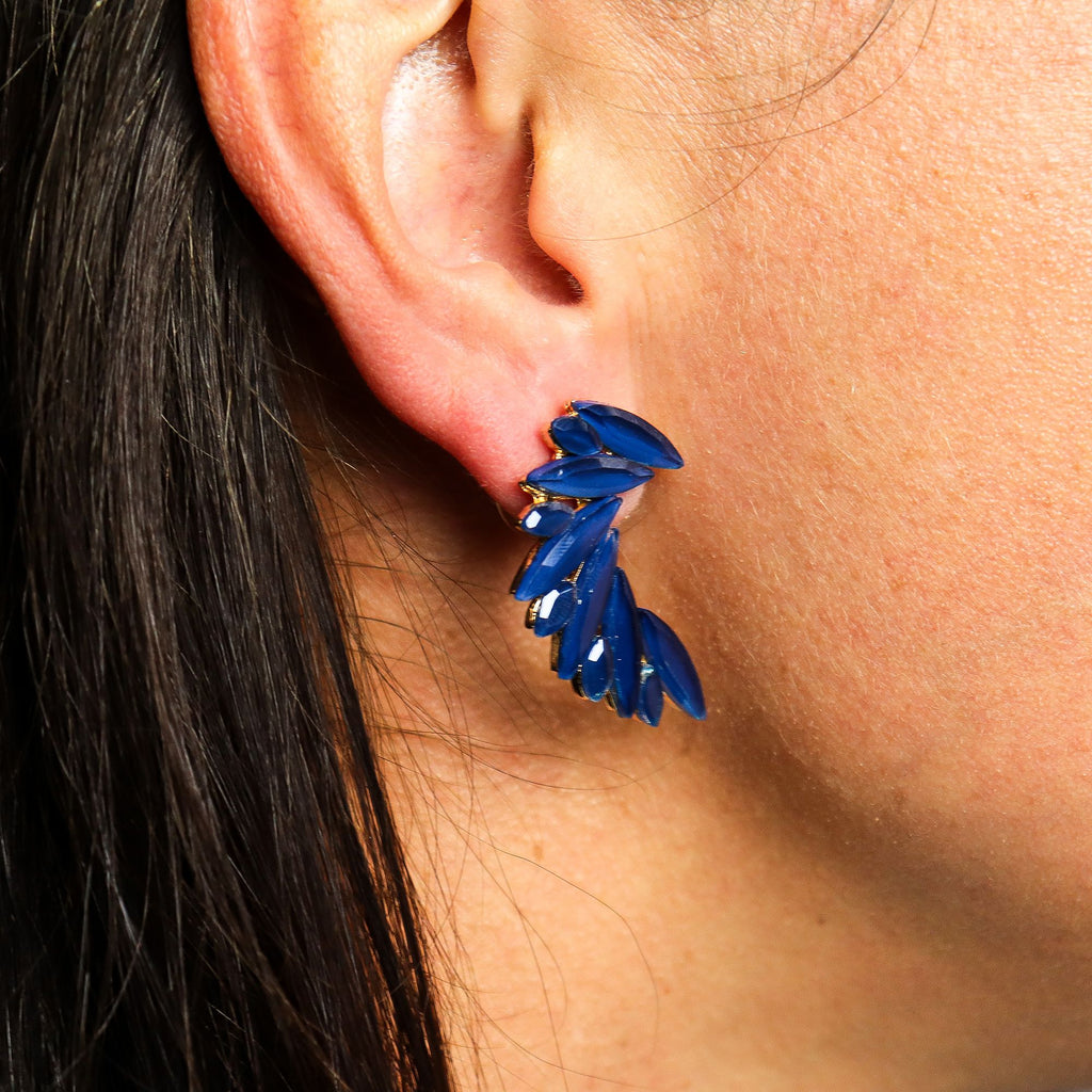 * Boucles d’oreilles ailes d’ange en verre vintage – Bleu royal
