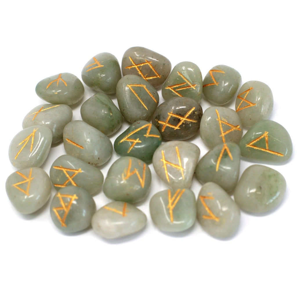 Set de Pierres Runiques en Pochette – Aventurine Verte