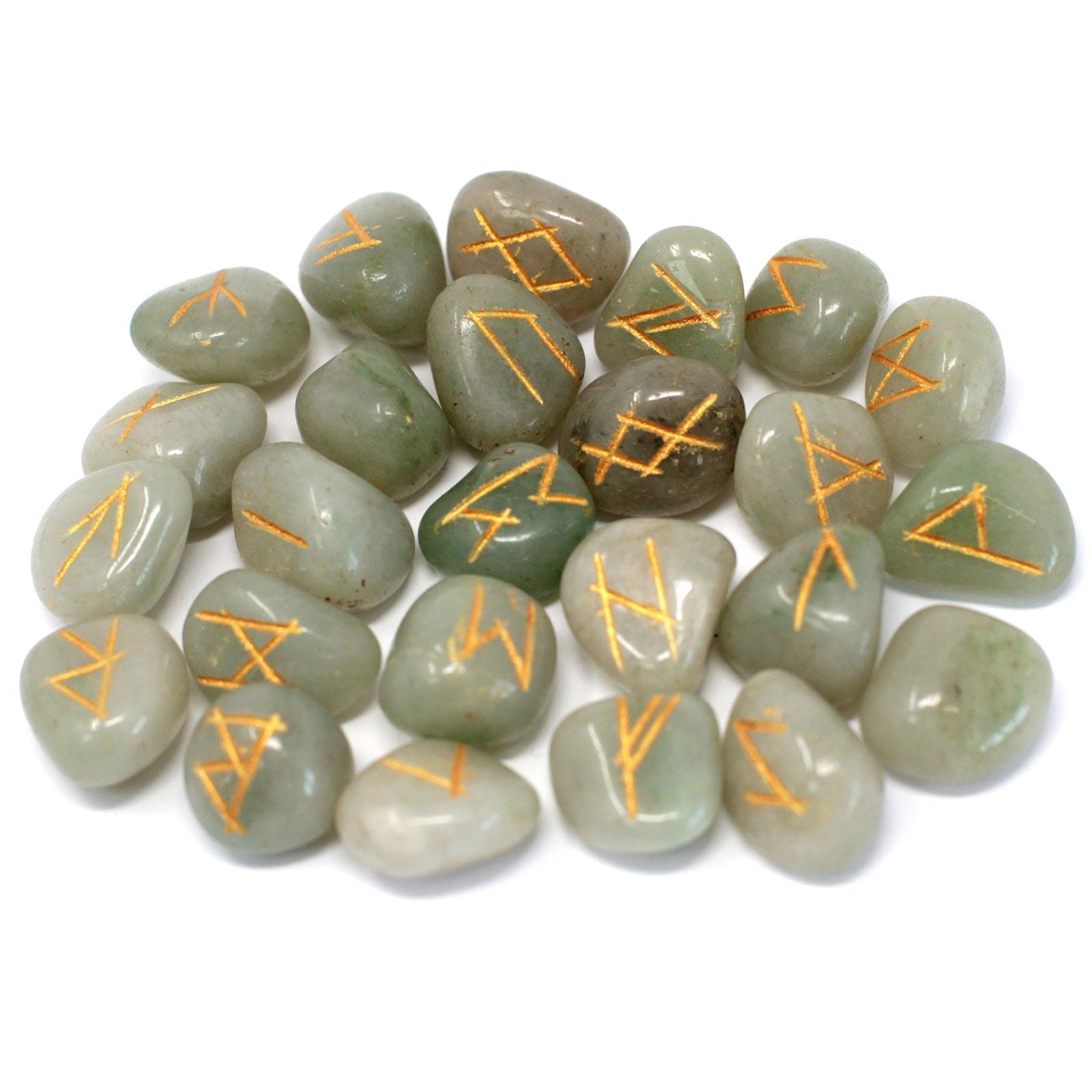 Set de Pierres Runiques en Pochette – Aventurine Verte