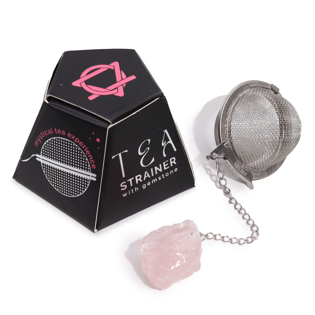 Infuseur à thé avec cristal brut de quartz rose
