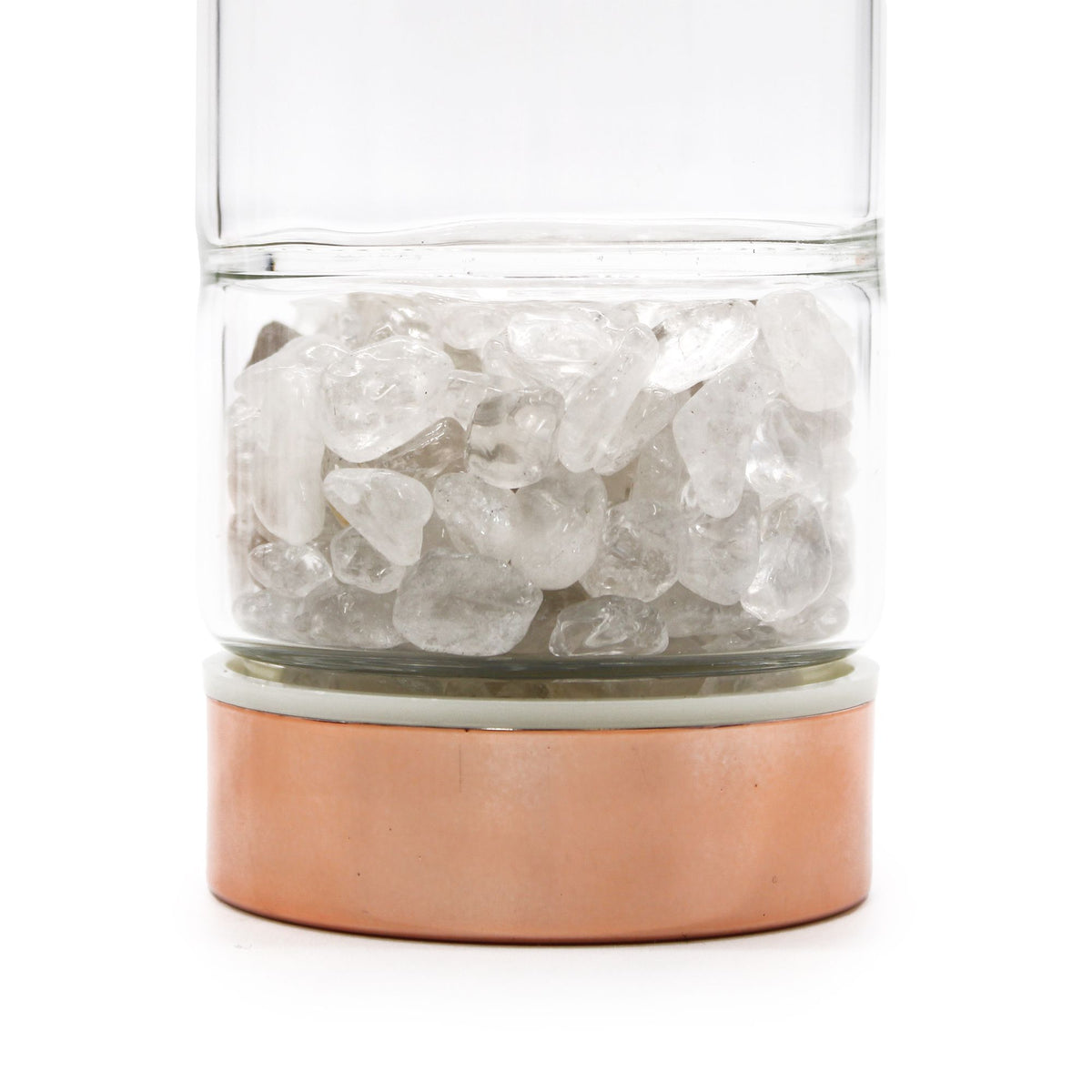 * Bouteille en verre avec infuseur à thé – Or rose – Cristal de roche