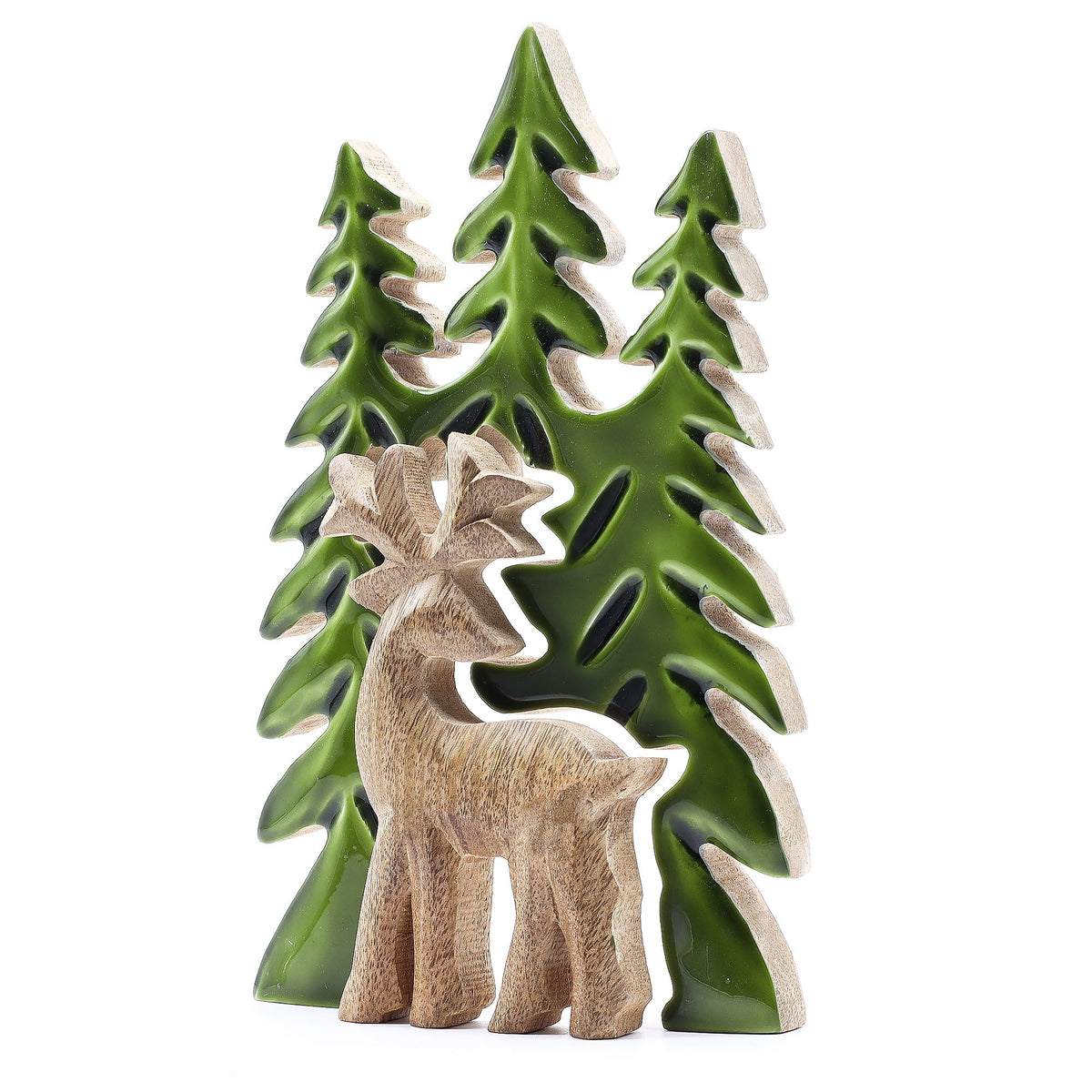 * Perdu dans la forêt – Décoration en bois 3D Cerf dans la forêt – 25 × 15 cm
