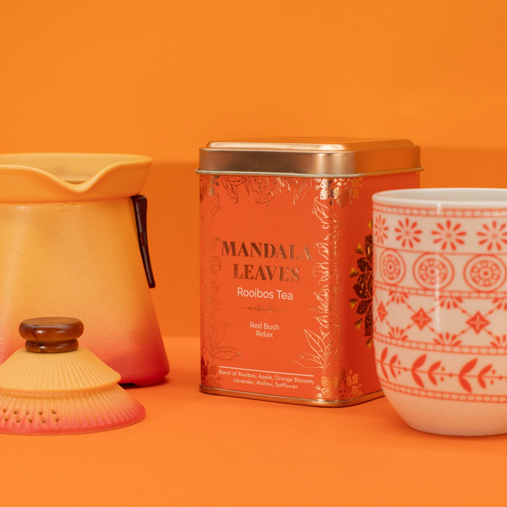 Red Bush Relax Tea 50g – Infusion Rooibos Lavande Fleur d’Oranger Valériane | Boîte Métallique