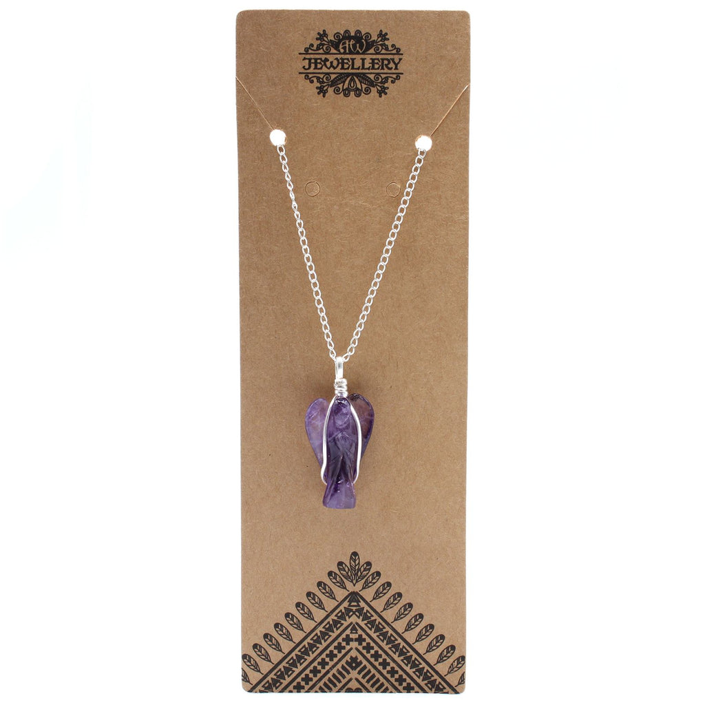 Pendentif ange gardien en améthyste - avec chaîne