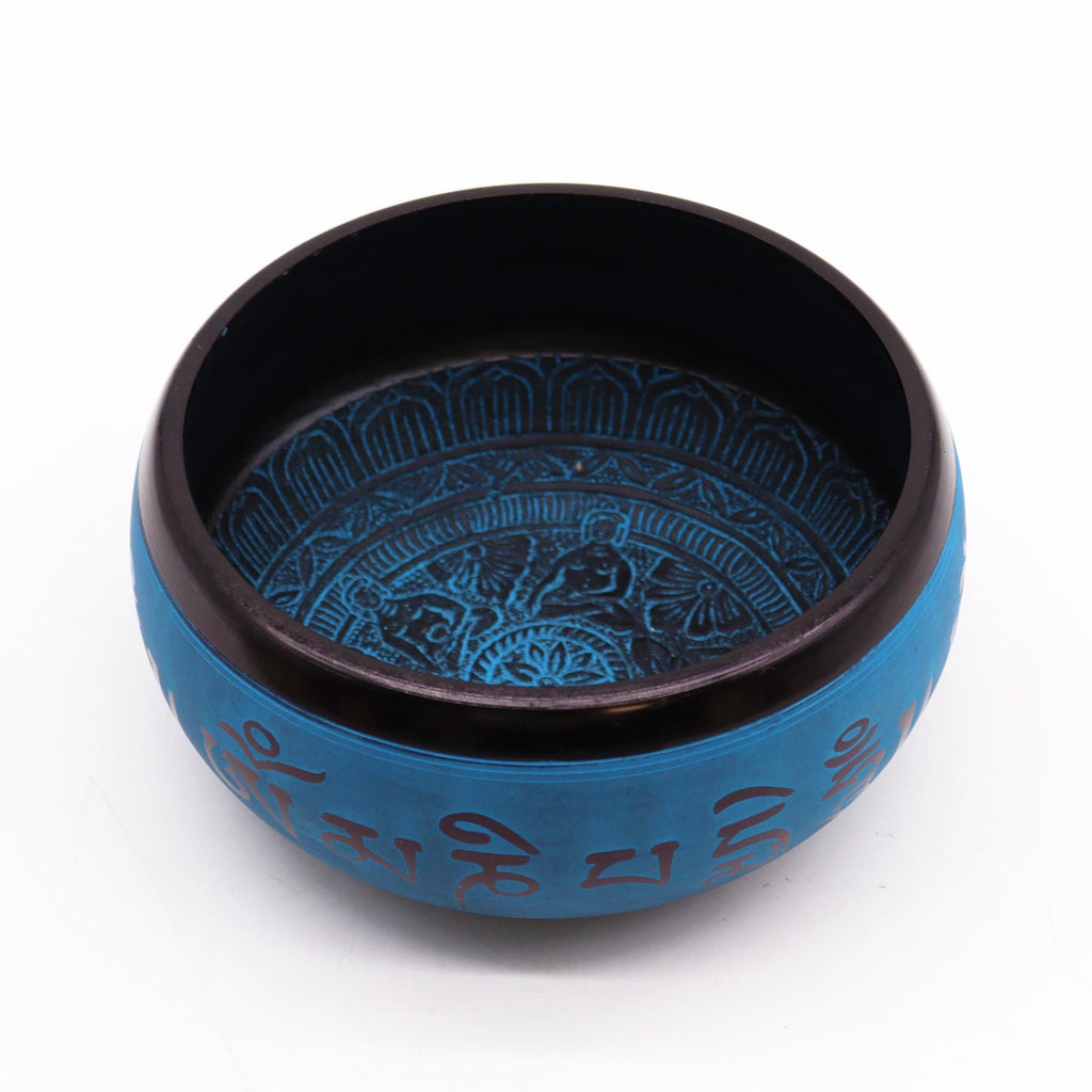 * Bol chantant en poudre de terre – Mantra bleu des cinq Bouddhas – 16 cm