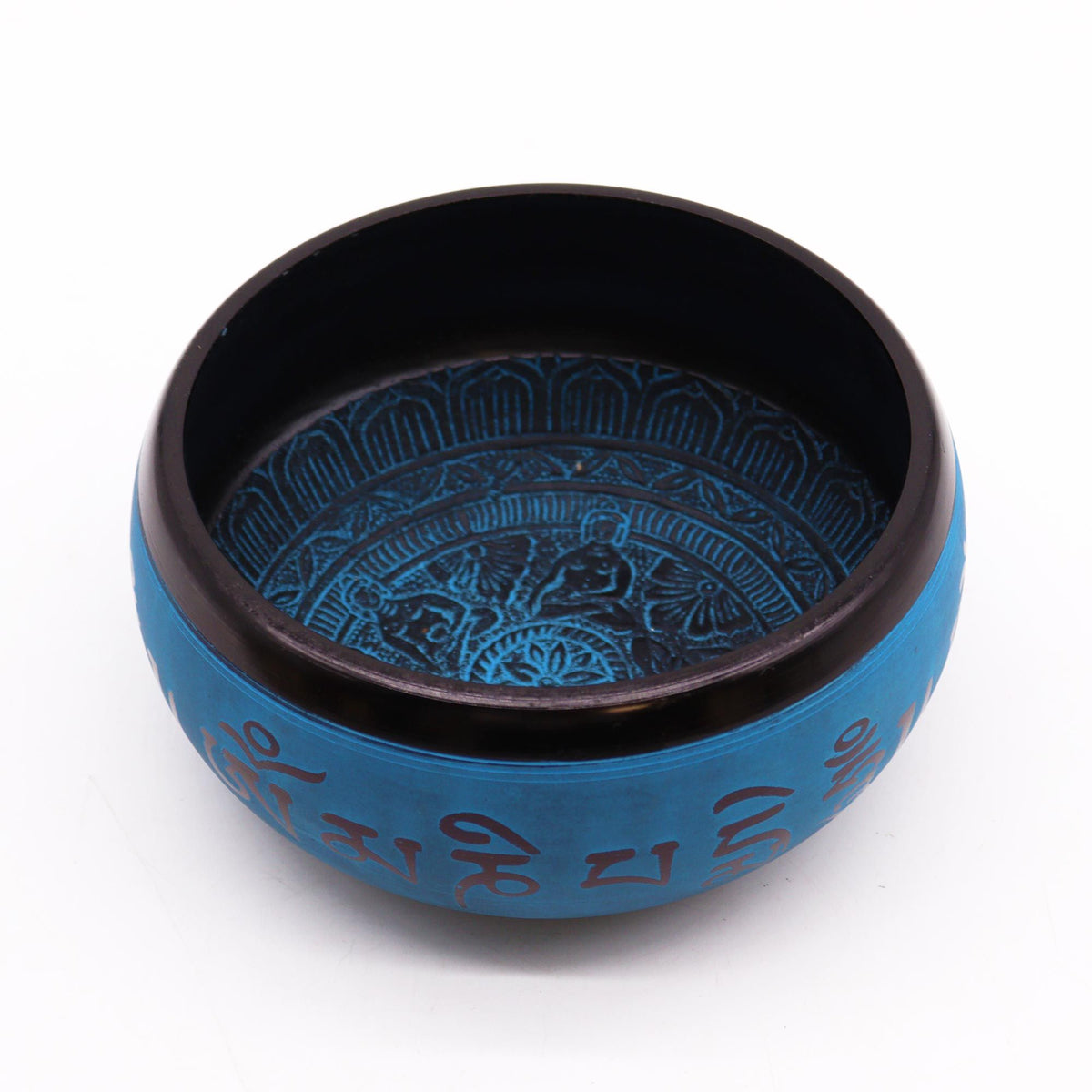 * Bol chantant en poudre de terre – Mantra bleu des cinq Bouddhas – 16 cm