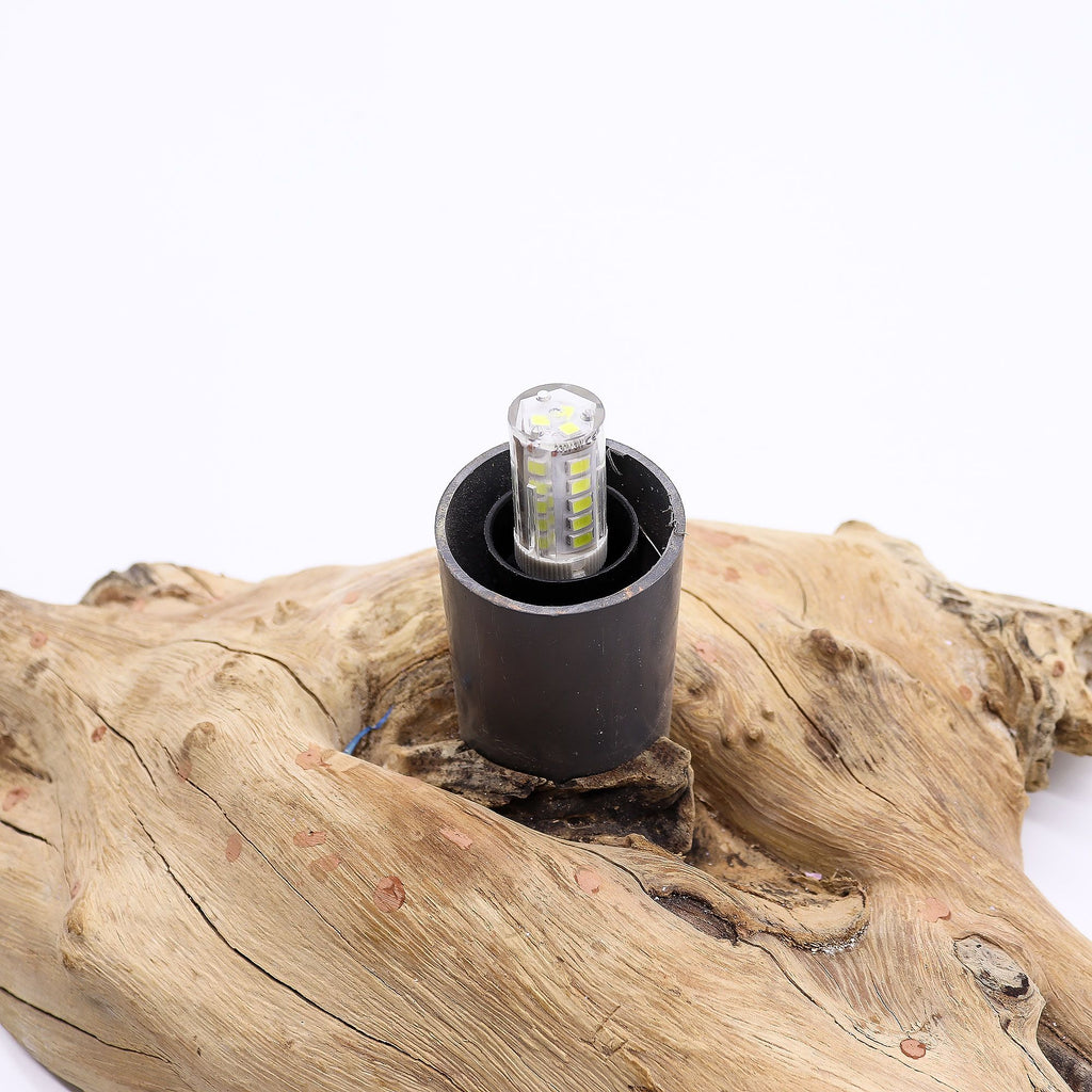* Lampe DriftGlow Cotton Wrap – Abat-jour crème et pied en bois flotté