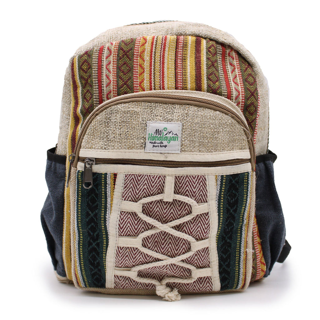Petit Sac à Dos en Chanvre – Style Corde & Poches | Artisanal Népal