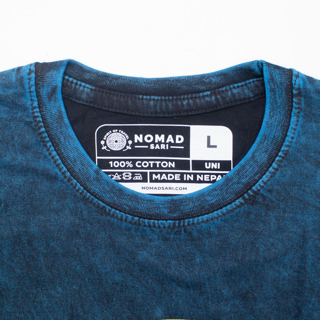 * T-Shirt en Coton Délavé Nomad Sari – Stay Wild Moon Child – Bleu – L