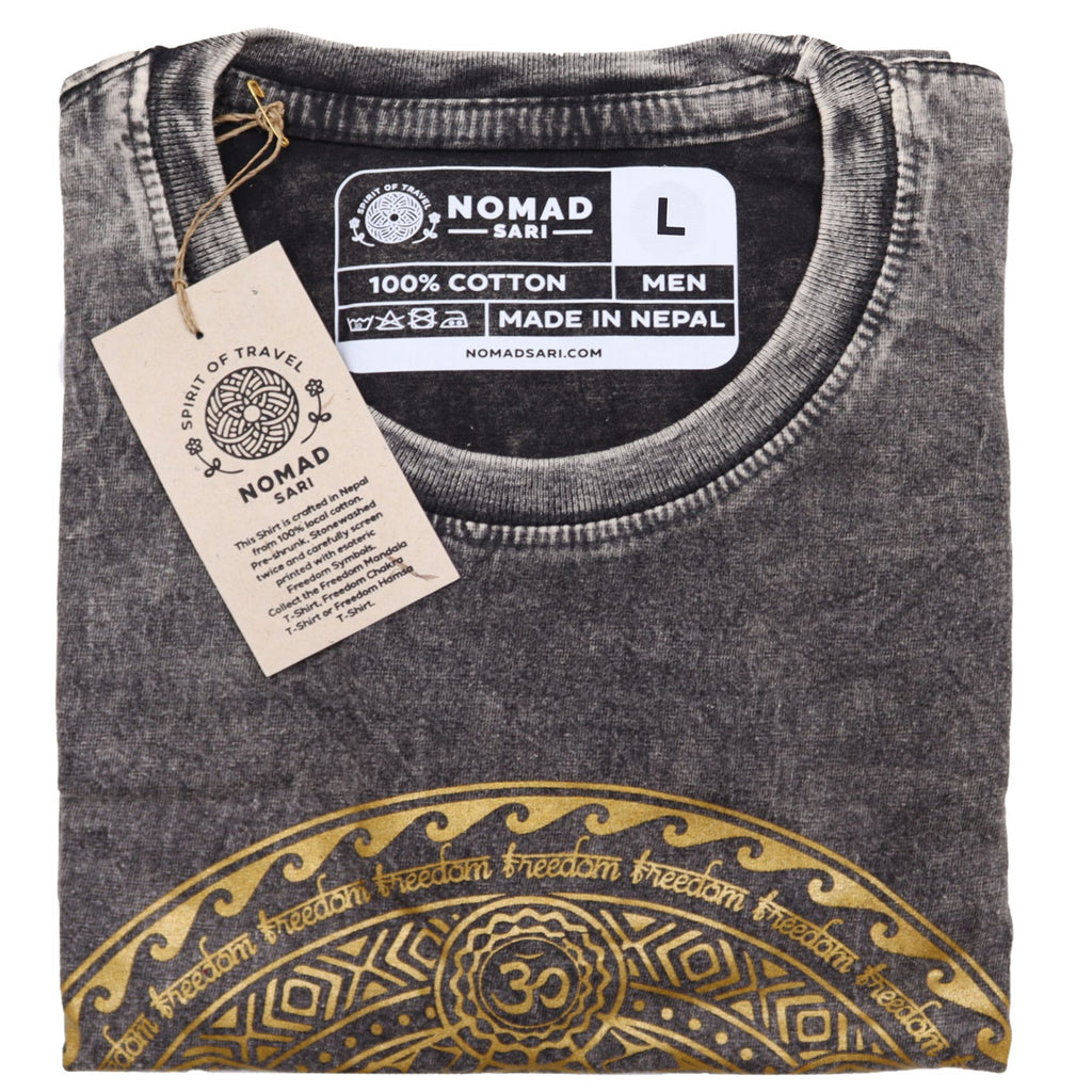 * T-Shirt en Coton Délavé Nomad Sari – Chakra – Gris Foncé – L