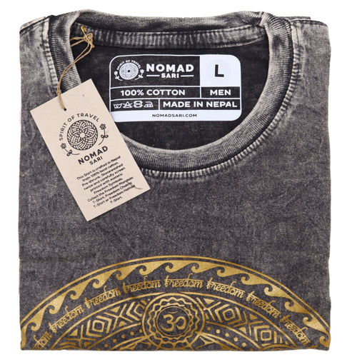 * T-Shirt en Coton Délavé Nomad Sari – Chakra – Gris Foncé – L