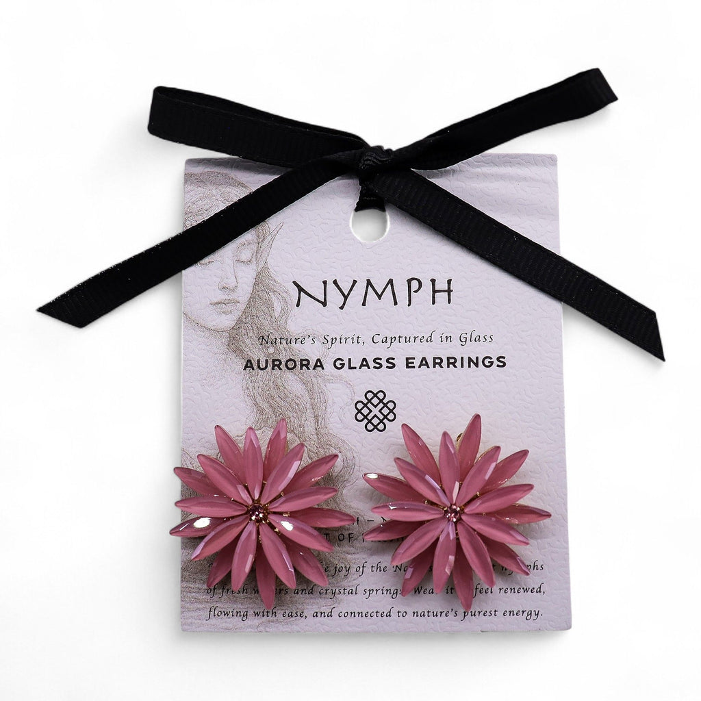 * Boucles d’oreilles fleurs en verre vintage rose pâle