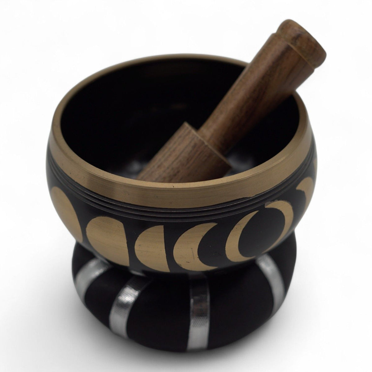 * Coffret de bol chantant noir aux phases lunaires, 10,7 cm