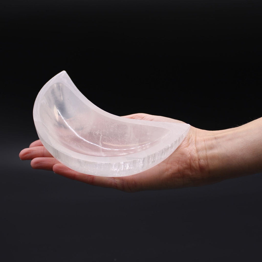 Coupelle lune en sélénite – 15 cm