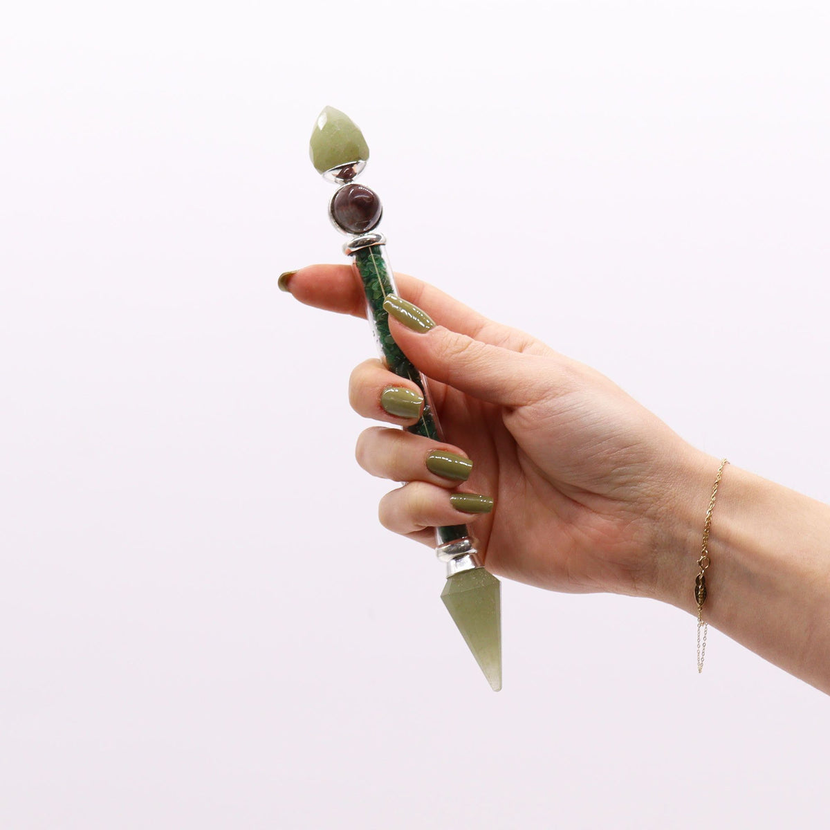 * Baguette magique Shiva Lingam en aventurine verte – Bonheur