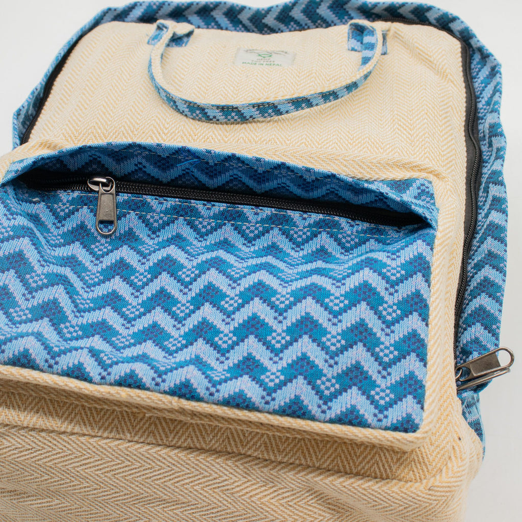 Grand Sac à Dos Katmandou – Motif Dhaka Traditionnel | 39x28x13cm | Artisanal Népal