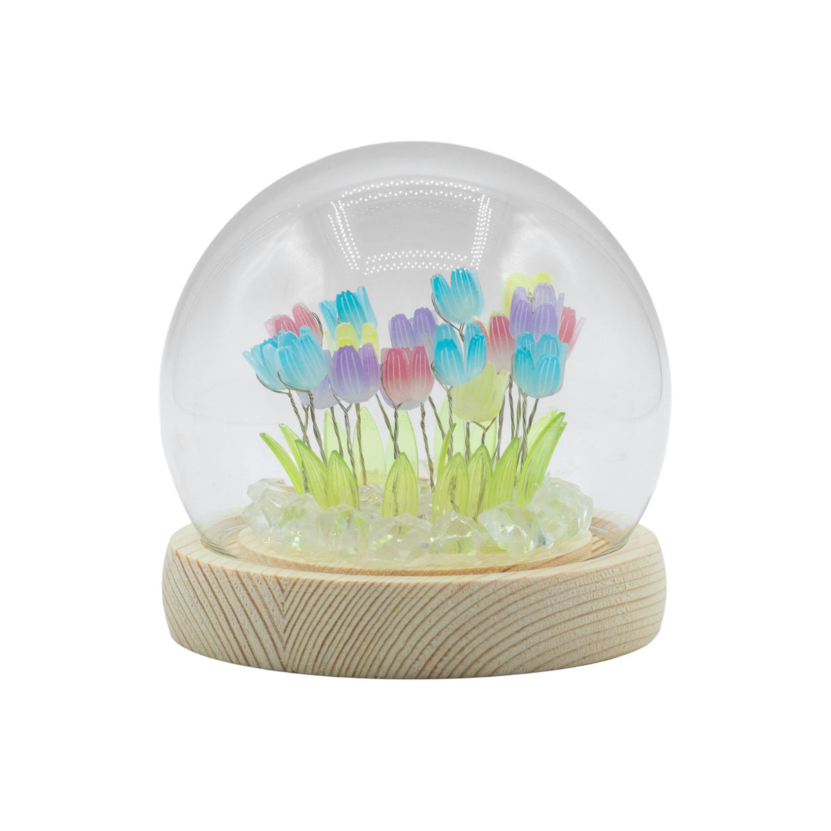 * Dôme floral lumineux – 20 tulipes multicolores, LED USB