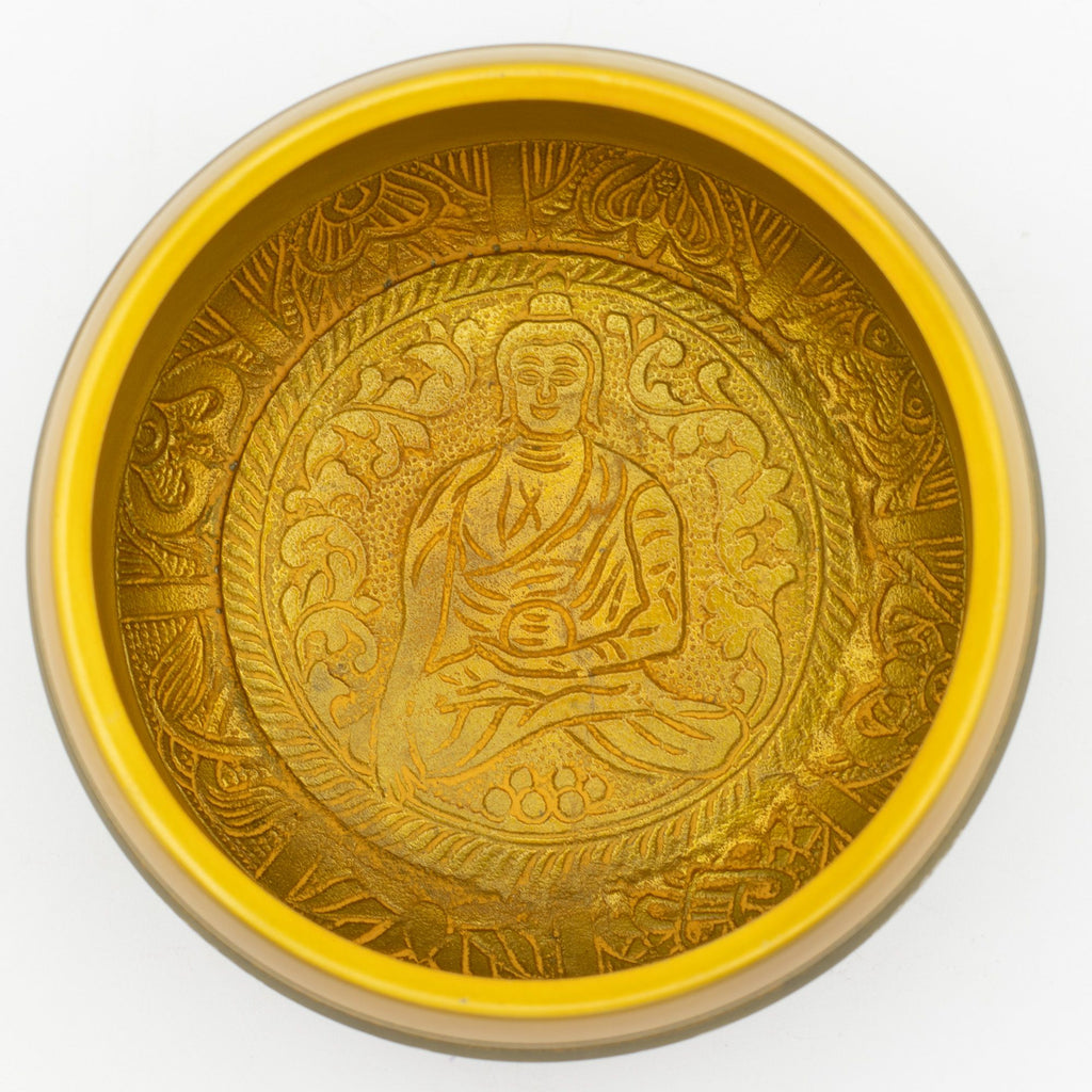 * Grand bol chantant en aluminium – Bouddha et Arbre de vie – Couleur cuivre (19 cm)