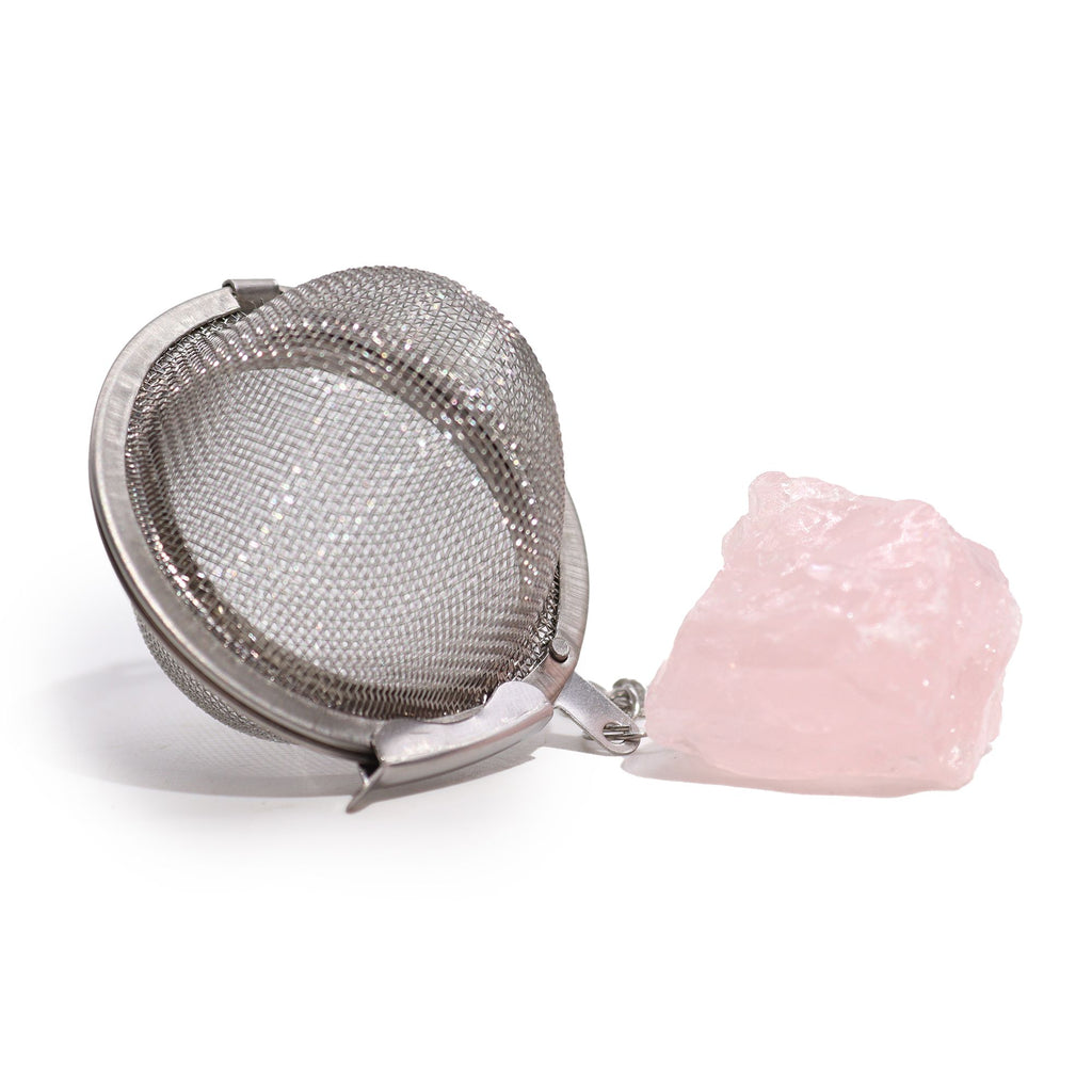 Infuseur à thé avec cristal brut de quartz rose