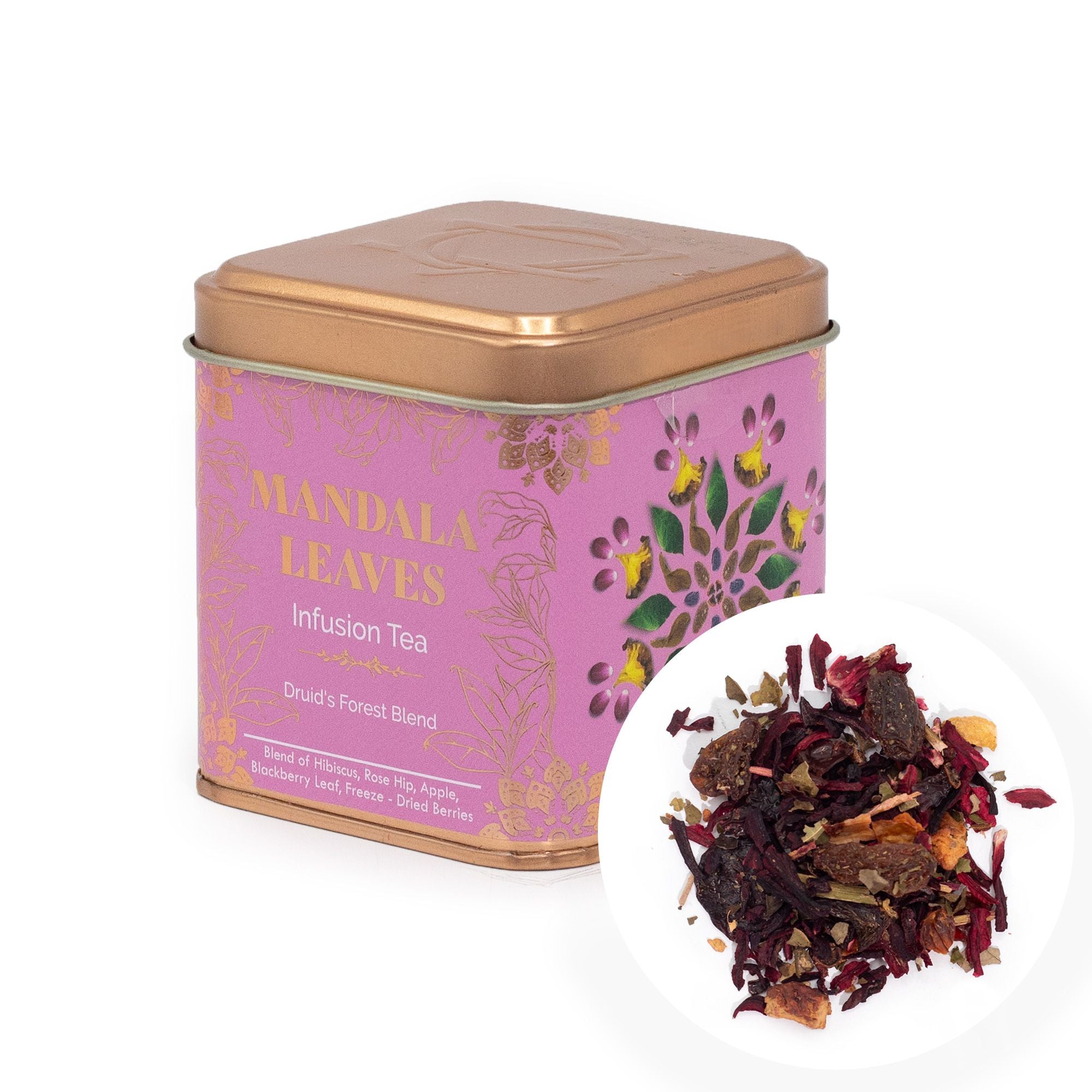 Forêt du Druide 50g – Infusion Fruits Rouges Hibiscus Pomme | Boîte Métallique