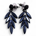 * Boucles d’oreilles longues pendantes en verre vintage – Noir de jais