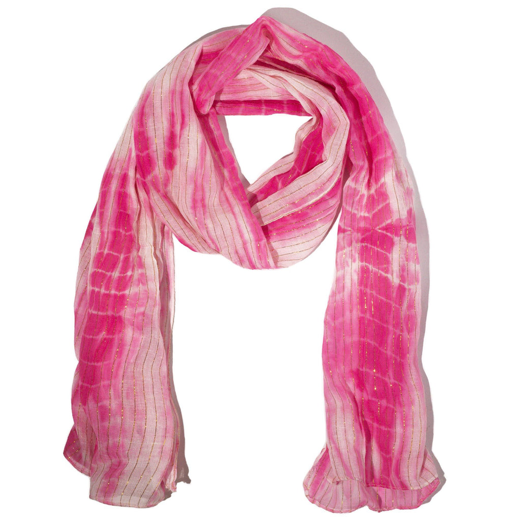 Foulard Femme Rose & Fil Doré Scintillant – Collection Nomad Sari Party Shine (180x50cm)