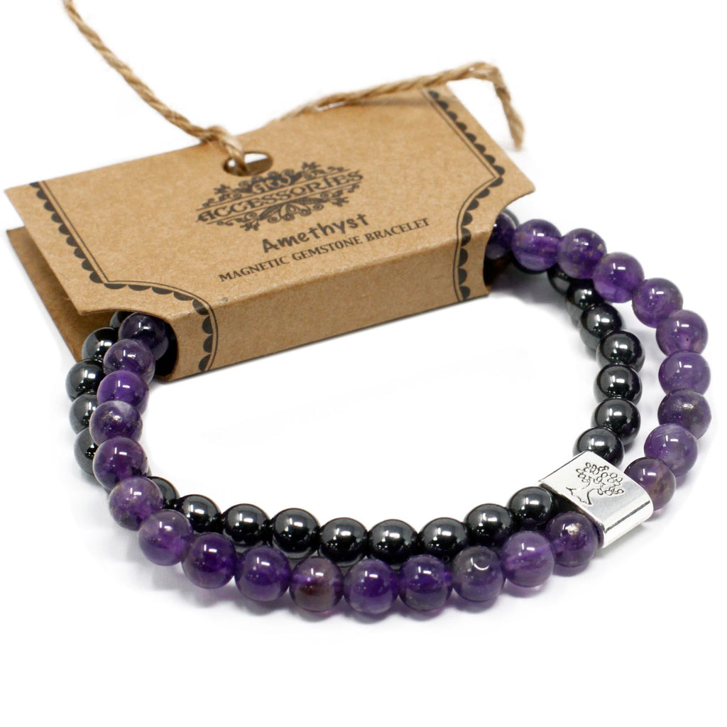 Bracelet Magnétique en Pierres Naturelles – Améthyste